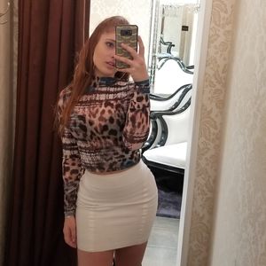 Marciano Mock Neck Mesh Top Leopard